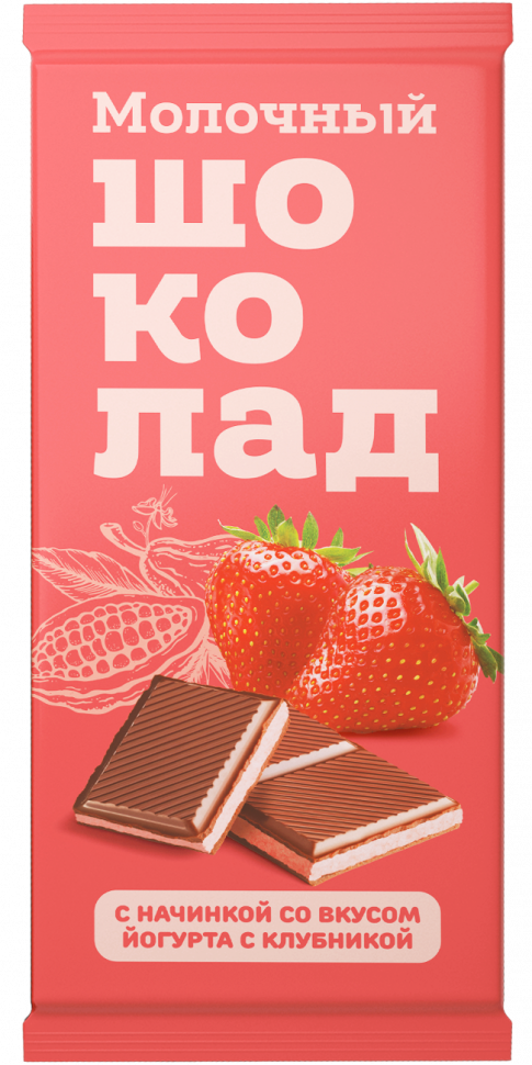  Меренга Шоколад молочный с начинкой Йогурт-Клубника,(блок 24шт по 80г)   в Боре